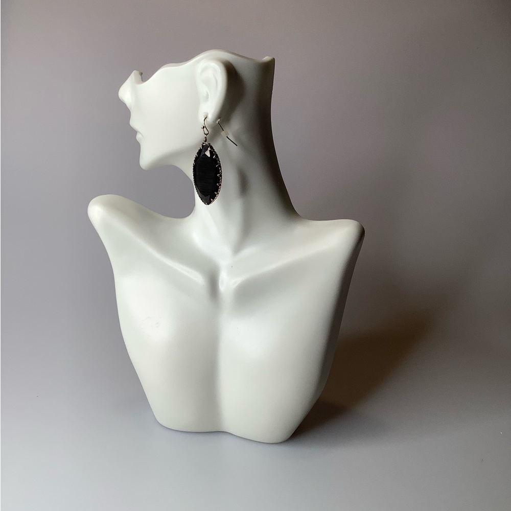 Black Oval Dangle Earrings